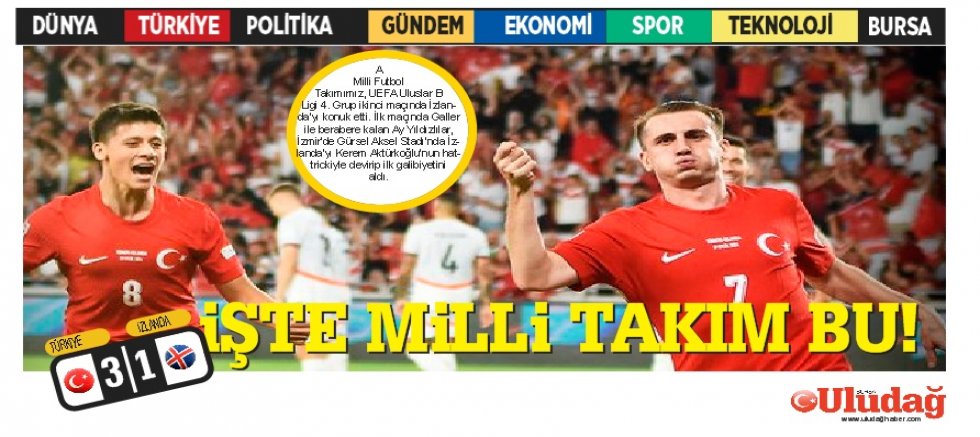 A Milli Futbol Takımımız,  İzlanda'yı devirip ilk galibiyetini aldı.